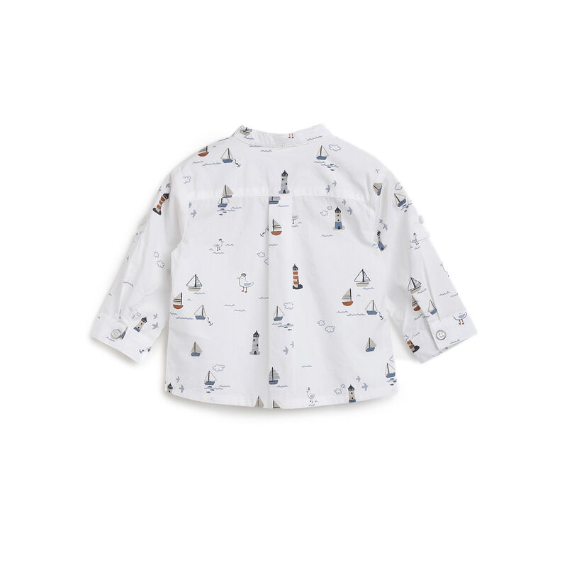 Boys White Printed Long Sleeve Shirt image number 0